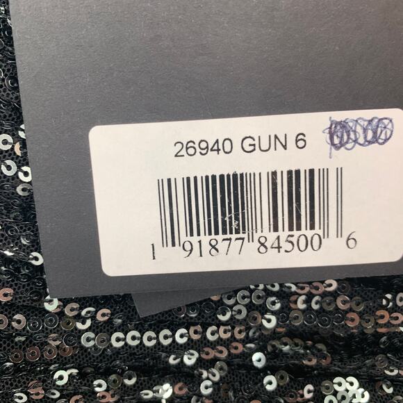 MAC DUGGAL Dress Size 6 Evening Gown Sequin Black Gunmetal NEW Midi V Neck - Picture 5 of 8